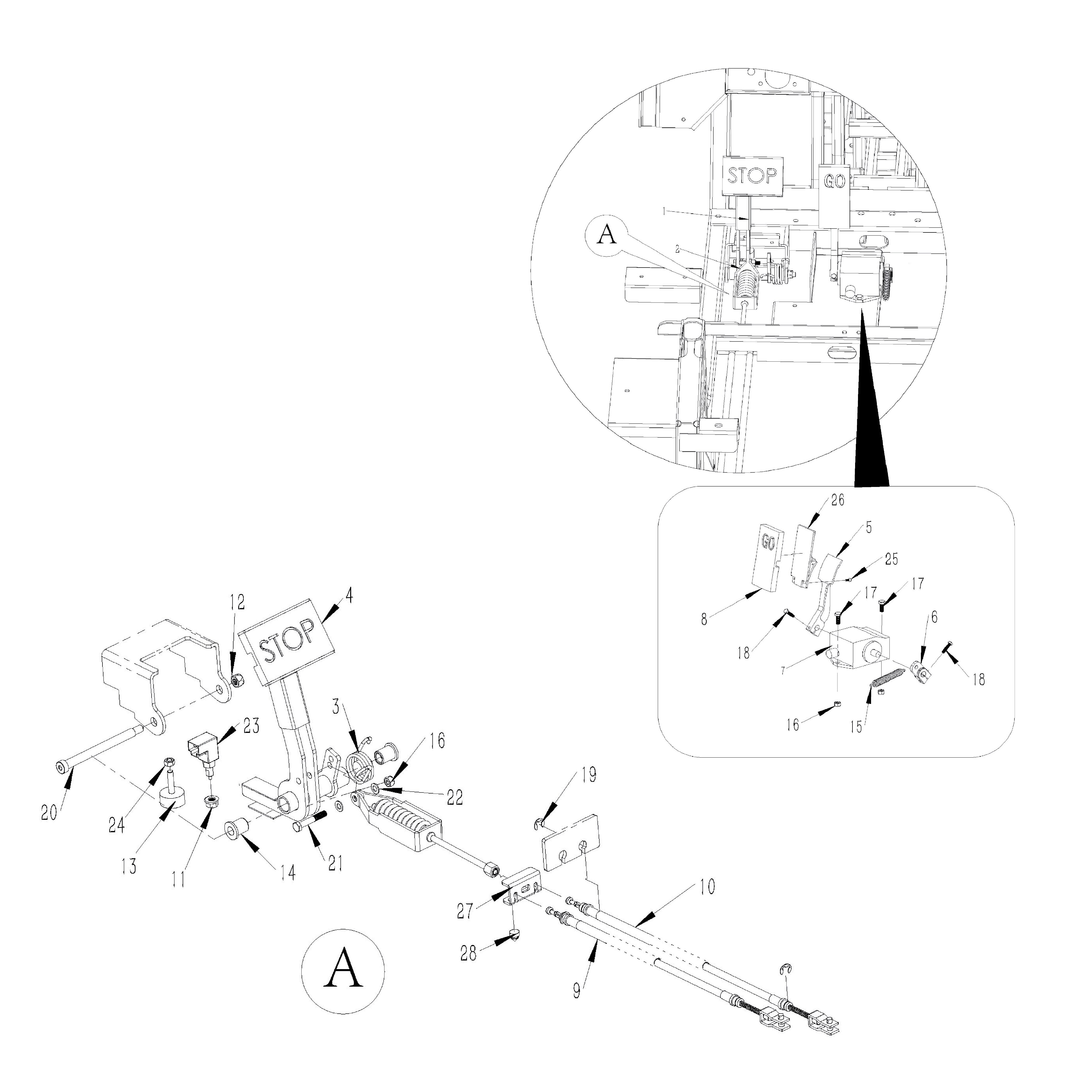 GMF2X Golf Cart Part Accelerator and Brake Pedal Assembly